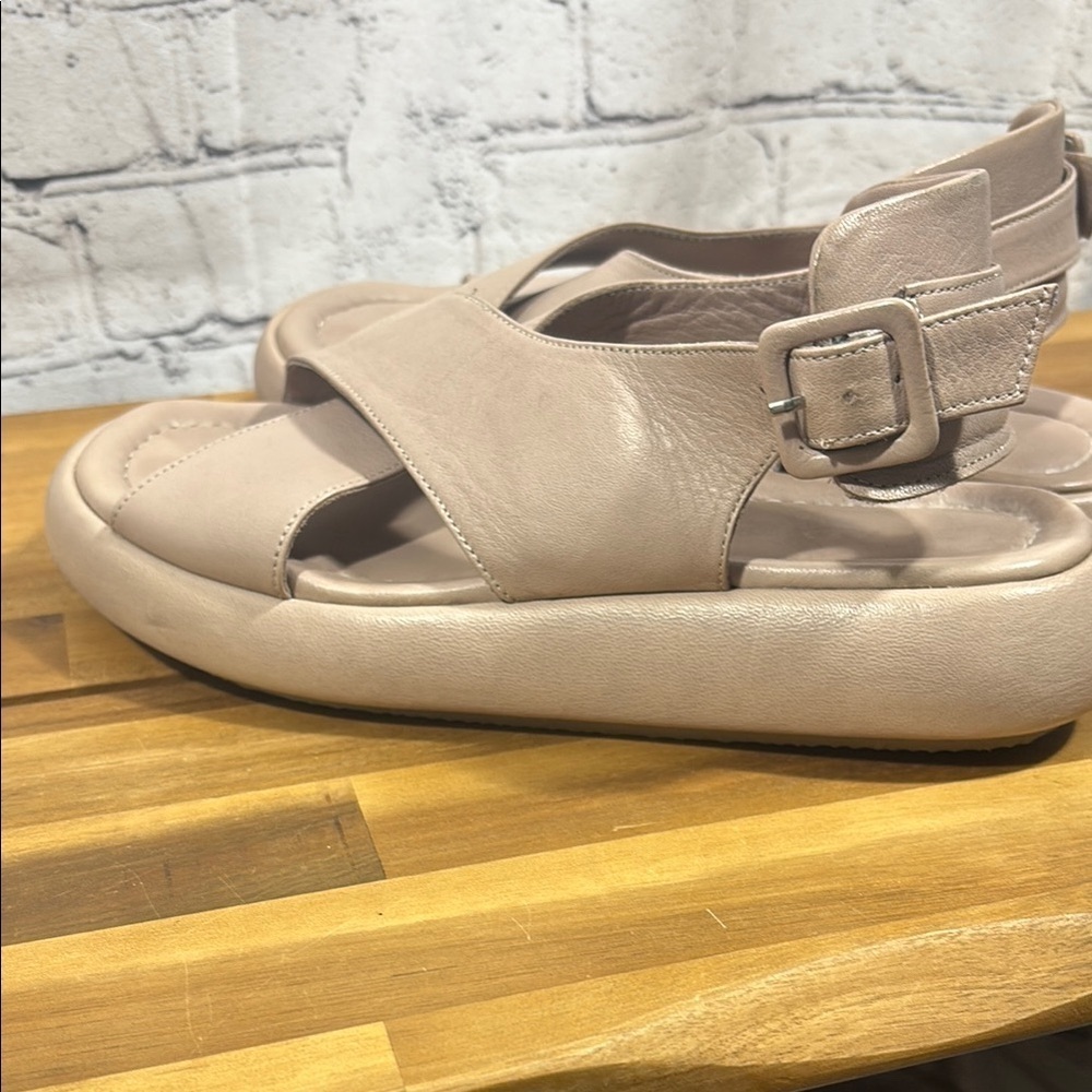 All Black Brand Taupe Sandals with Cushioned Sole and Crisscross Straps - Picture 8 of 14